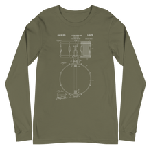 Load image into Gallery viewer, Snare Drum Patent Long Sleeve Tee
