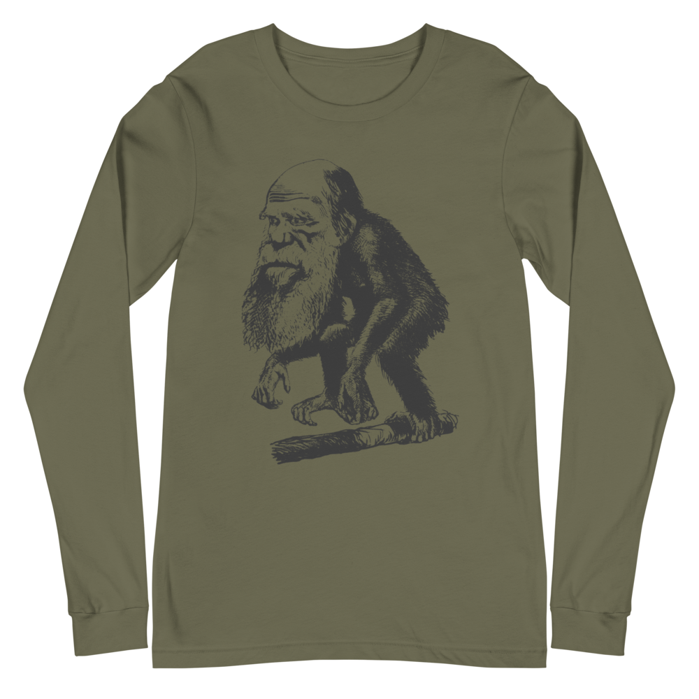 Darwin Ape Caricature Long Sleeve T-Shirt | Atomic Print Co.